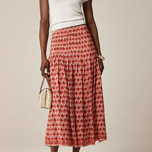 J. Crew Dresses & Skirts - J.Crew Pleated Drop Waist Bohemian Midi Skirt in Floral Print Size 8